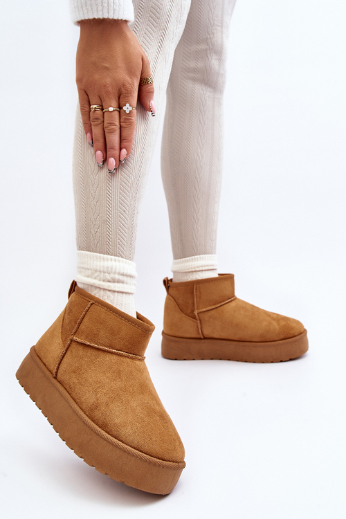 Niskie Śniegowce Damskie Na Platformie Camel Kallins