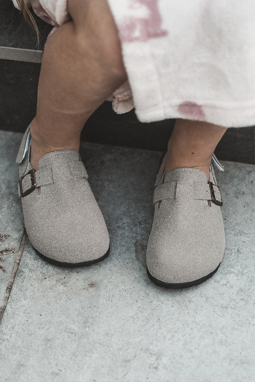 Chodaki Dziecięce Na Korkowej Platformie Szare Vulagia