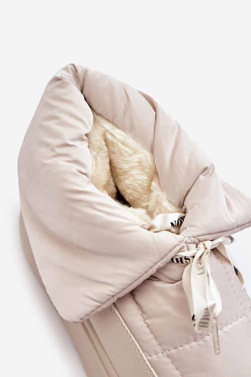 Śniegowce Damskie Z Ozdobnym Wiązaniem Jasnobeżowe Siracna