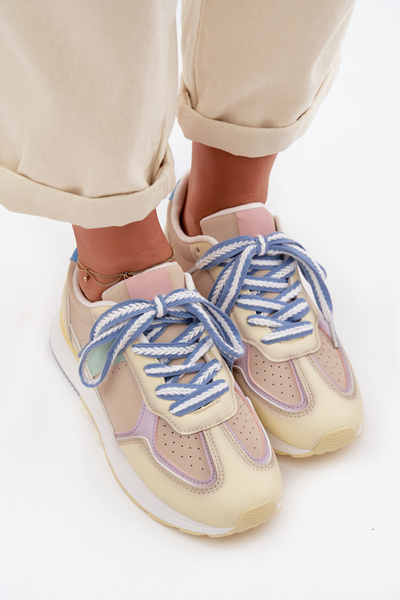 Sneakersy Damskie Z Eko Skóry Żółte Kelira