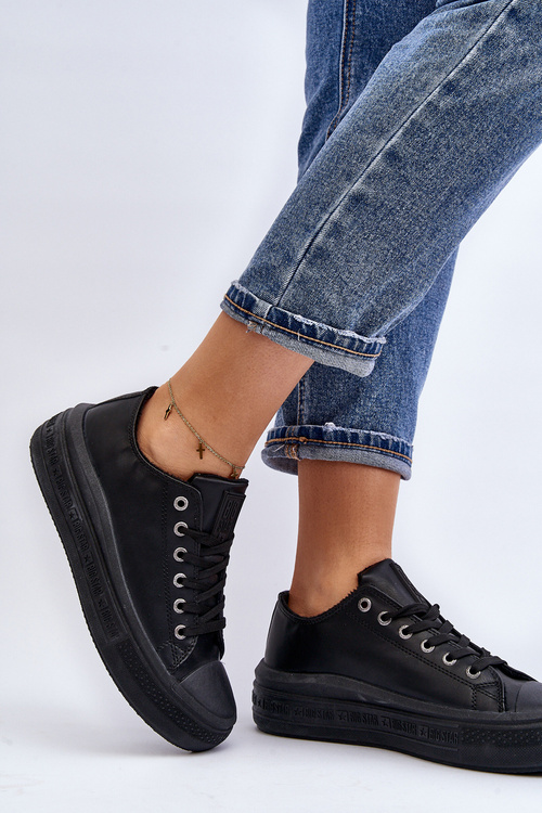 Niskie Trampki Damskie Ocieplane Czarne Big Star MM274031