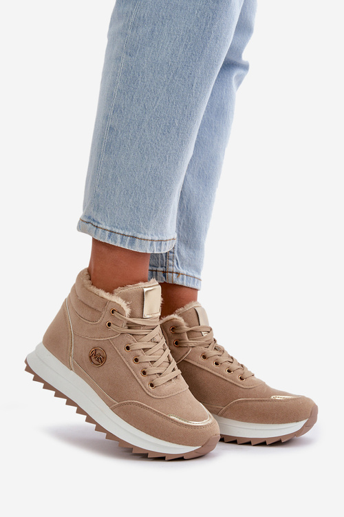 Botki Buty Sportowe Damskie Ocieplane Na Platformie Khaki Ariatte