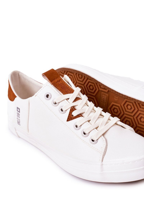 Męskie Skórzane Tenisówki Big Star GG174025 Białe