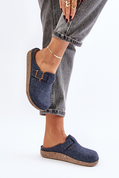 Wygodne Kapcie Damskie Z Klamrą Inblu ED000019 Granatowe