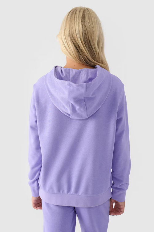 Dziewczęca Nierozpinana Bluza Z Kapturem Gładka Niebieska 4F 4FJWMM00TSWSF1316-32S