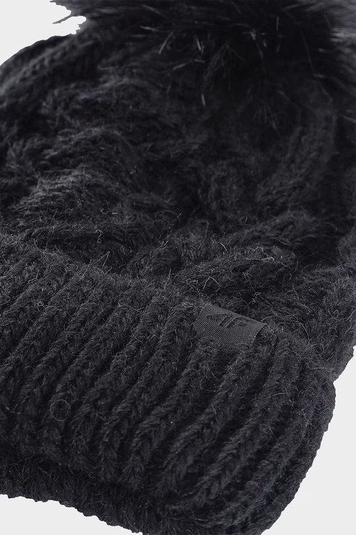 Dziewczęca Zimowa Czapka 4F 4FJWAW24ACAPF421-21S Czarna