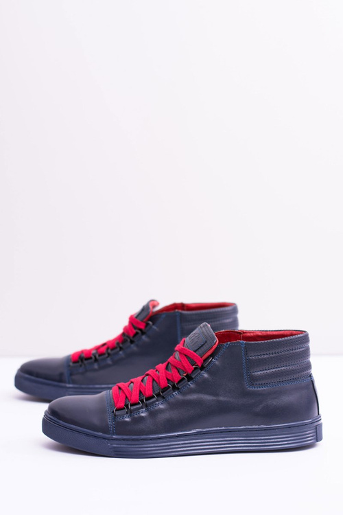 Męskie Skórzane Tenisówki Granatowe Torres