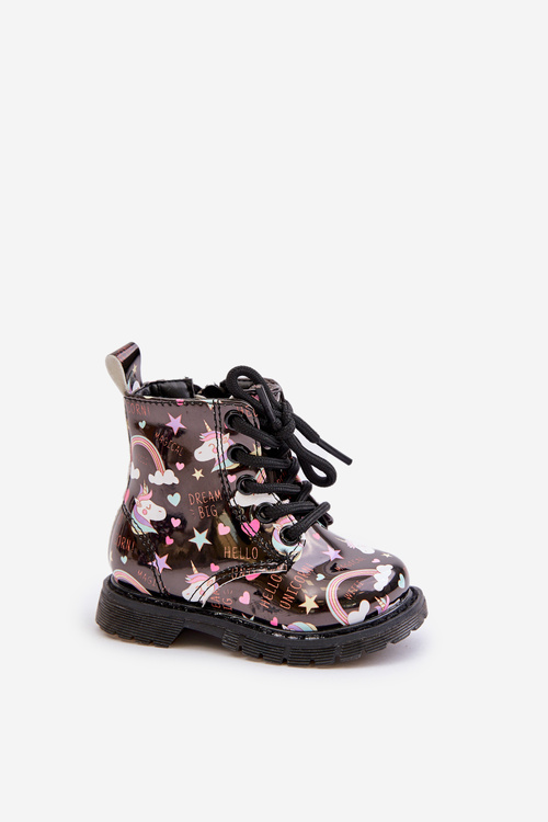 Dziecięce Botki Ocieplane Z Suwakiem Jednorożce Czarne Tiptop