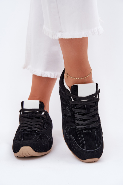 Buty Sportowe Damskie Z Eko Zamszu Czarne Dorella