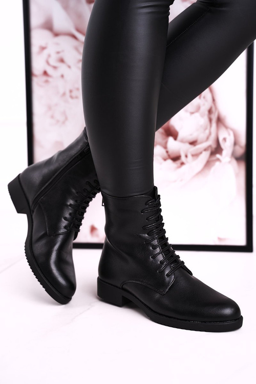 Klasyczne Damskie Ocieplane Botki Ozdobny Suwak Czarne Simple