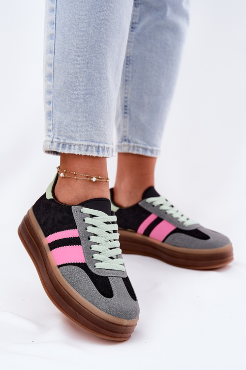 Niskie Sneakersy Na Platformie Czarne Ovivene