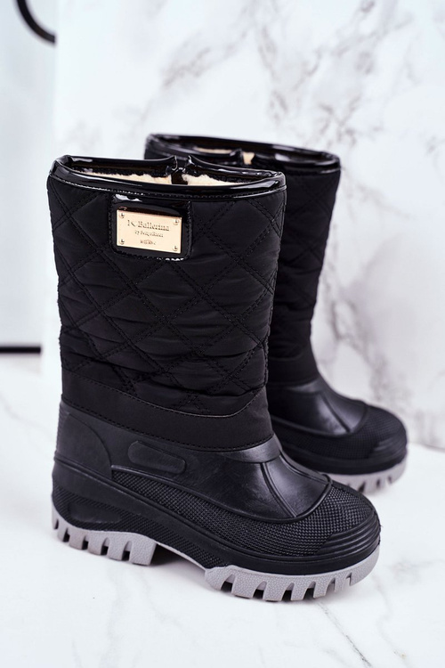 Dziecięce Śniegowce Ocieplone Futerkiem Czarne Mussi