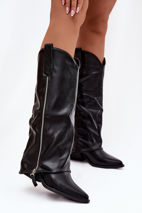 Kozaki Kowbojki Na Słupku Z Eko Skóry Czarne Palira