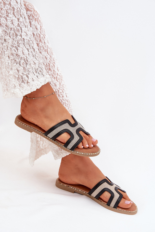 Klapki Damskie Na Płaskim Obcasie Czarne Vereya