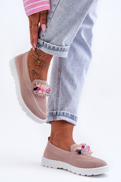 Damskie Trampki Tenisówki Wsuwane Z Ozdobą Różowe Taylor