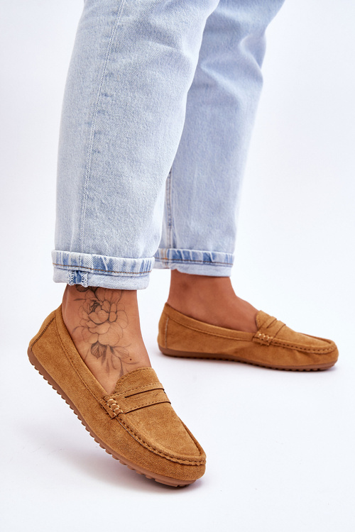 Damskie Klasyczne Zamszowe Mokasyny Camel Ivana