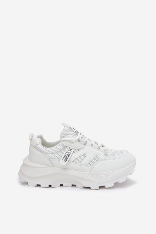 Buty Sportowe Sneakersy Damskie Na Grubej Podeszwie Białe Prononice