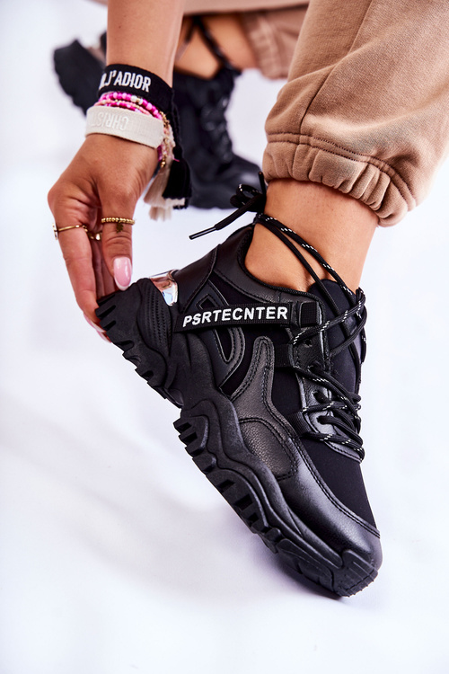 Damskie Sneakersy Sportowe Buty Czarne Sheron