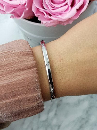 Damska Bransoleta Stalowa Z Cyrkoniami Srebrna Ursa