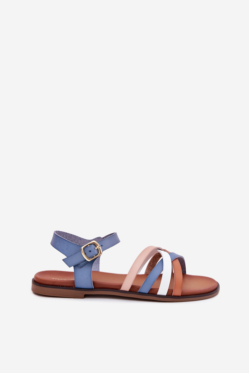 Damskie Sandały Z Przeplatającymi Się Paskami Sergio Leone SK090H Niebieskie