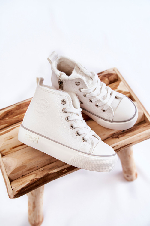 Dziecięce Wysokie Trampki Na Suwak Big Star KK374227 Białe