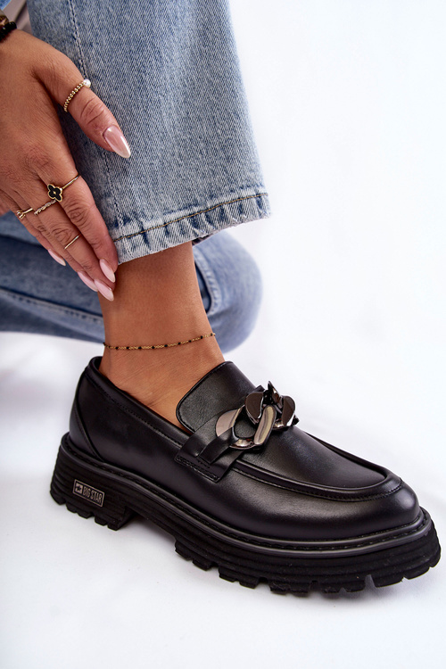 Damskie Półbuty Skórzane Big Star KK274498 Czarne