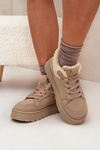 Sneakersy Damskie Na Platformie Z Futerkiem Typu Baranek Big Star SS274105 Beżowe