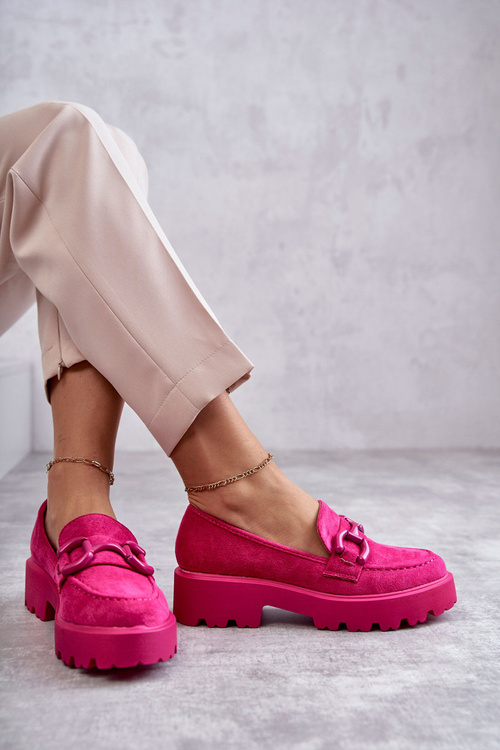 Damskie Zamszowe Półbuty Na Platformie Różowe Gunn