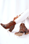Botki Kowbojki Lewski Brązowy Wężowy Wzór EV28