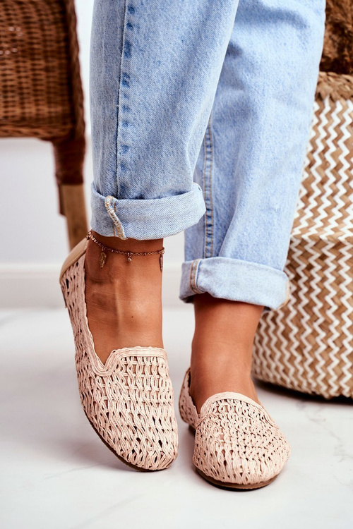 Baleriny Damskie Lu Boo Plecione Beżowe 4Ever