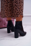 Botki Damskie na Słupku Czarne Bangaro