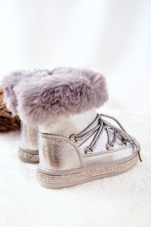 Dziecięce Śniegowce Z Futerkiem Srebrne Grandis