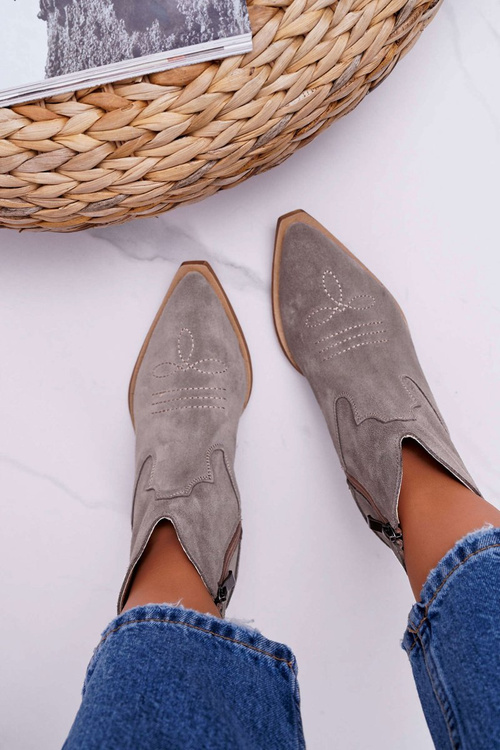 Botki Damskie Skórzane Kowbojki Cappucino Batty