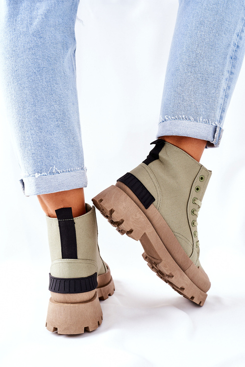 Damskie Botki Trapery Zielone Any One