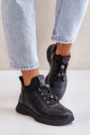 Ocieplane Buty Sportowe Skórzane Na Zamek Artiker 55C0041 Czarne