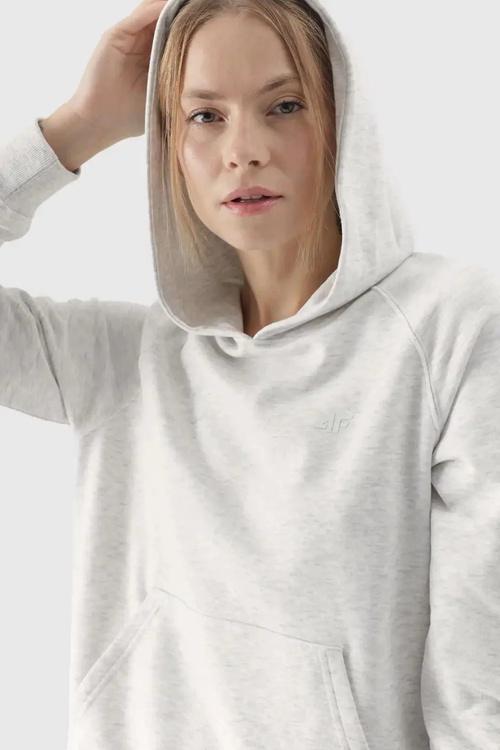 Dresowa Bluza Damska Z Kapturem Nierozpinana 4F 4FWMM00TSWSF1468-27M Szara