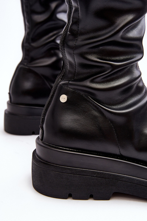 Kozaki Damskie Na Platformie Z Suwakiem GOE MM2N4068 Czarne