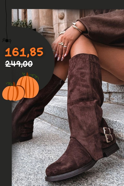 Ocieplane Kozaki Damskie Z Klamrami Czekoladowe Umbria