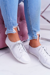 Półbuty Damskie Tenisówki Maciejka Skórzane Białe 4049A