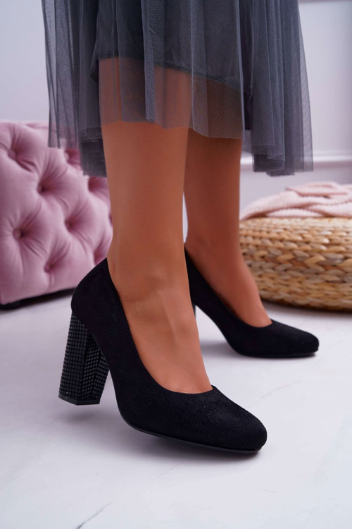 Damskie Czółenka Sergio Leone PB200 Zamszowe Czarne Selva 