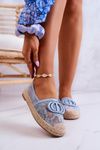 Damskie Koronkowe Espadryle Z Ozdobą Niebieskie Summer Dream