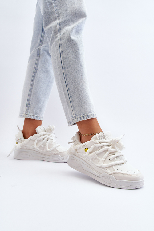 Damskie Sneakersy Z Grubym Sznurowaniem Białe Miatora