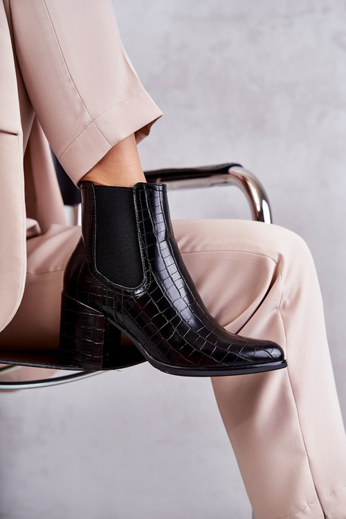 Wężowe Skórzane Botki La.Fi 260038B-XC Czarne