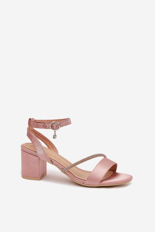 Sandały Damskie Na Słupku Z Cyrkoniami Vinceza 20268 Beżowe