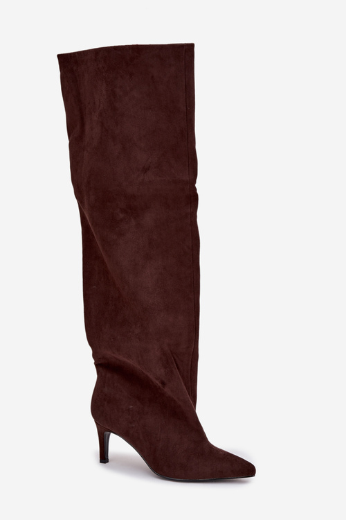 Kozaki Damskie Na Szpilce Wsuwane Czekoladowe Mavilla