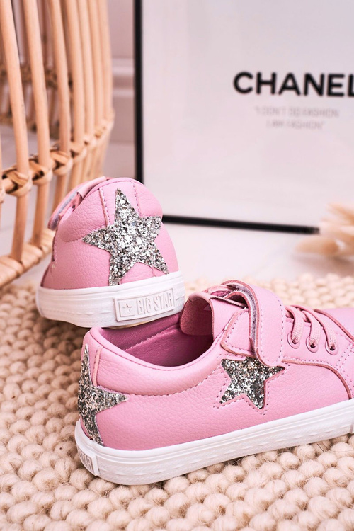 Dziecięce Skórzane Trampki Z Gwiazdą BIG STAR DD374104 Różowe