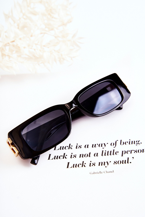 Modne Okulary Przeciwsłoneczne Prostokątne V120035 Czarne