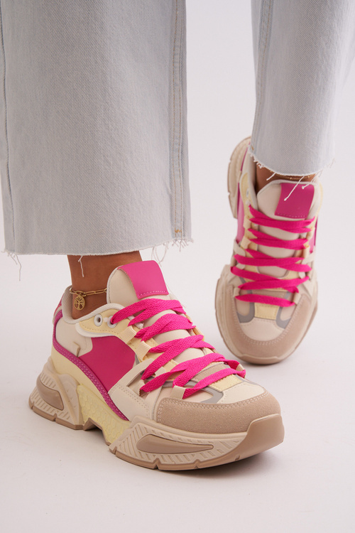 Snekersy Damskie Na Grubej Podeszwie Fuksja Peonema