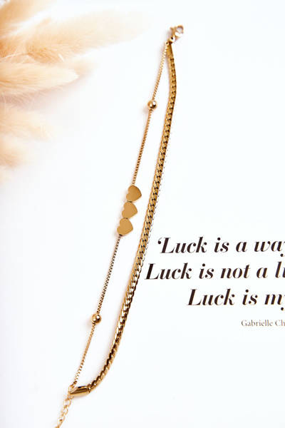 Damska Podwójna Bransoletka Trzy Serca Złota