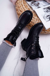Damskie Botki Workery Big Star Skórzane Czarne EE274506